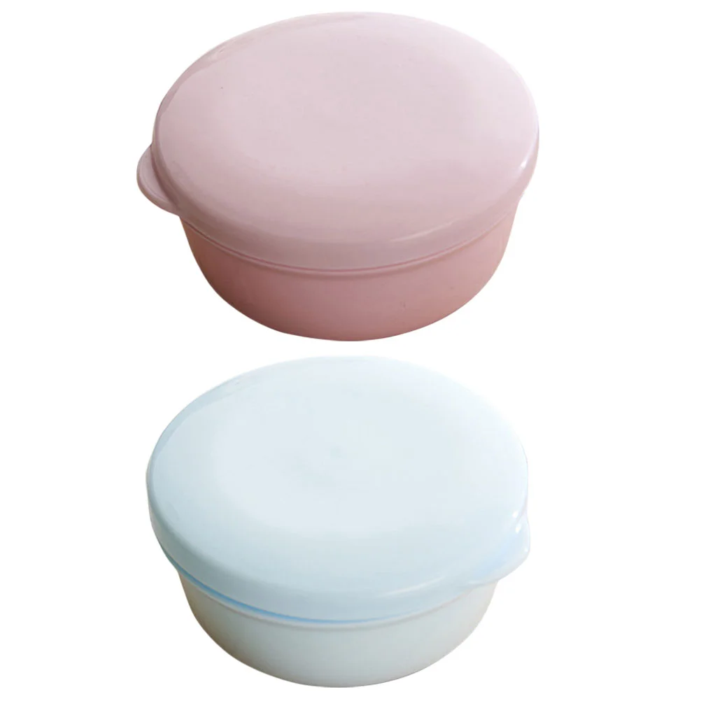 

2 Pcs Toilet Soap Holder Dish with Lid Bathroom Container Draining Travel Decor