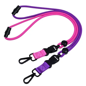 調節可能な女性用ネックハンギングストラップ,ロングストラップ,安全ロープ,名前カード,バッジホルダー,紫色のキーホルダー
