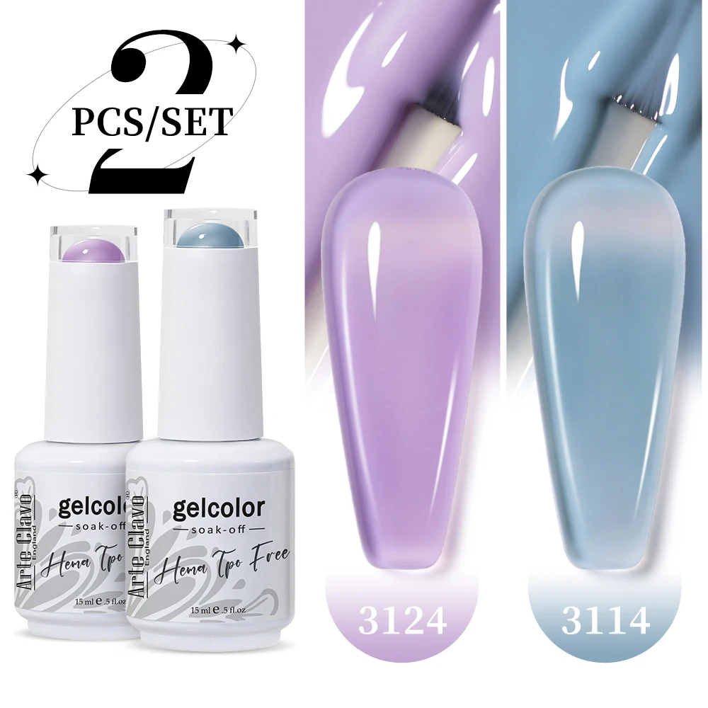 Arte Clavo 15ml 2PCS/Set Semi-transparent Color Gel Nail Polish Hybrid Gellak HEMA TPO FREE Nails Art UV Vernis Varnish Manicure