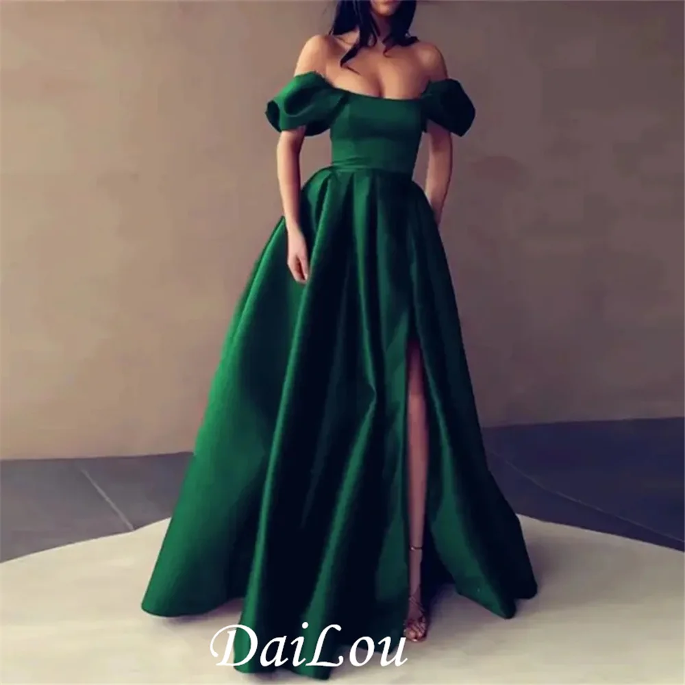 فساتين السهرة Off the Shoulder A Line Burgundy Satin Ball Gown Evening Dresses Custom Made Formal Gowns