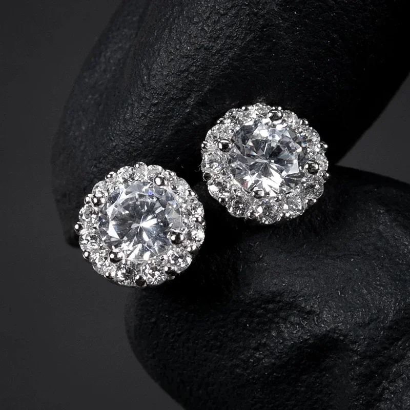 Pendientes de circonita cúbica para mujer/hombre, exquisitos pendientes para parejas, regalo de aniversario elegante, joyería moderna de color plateado