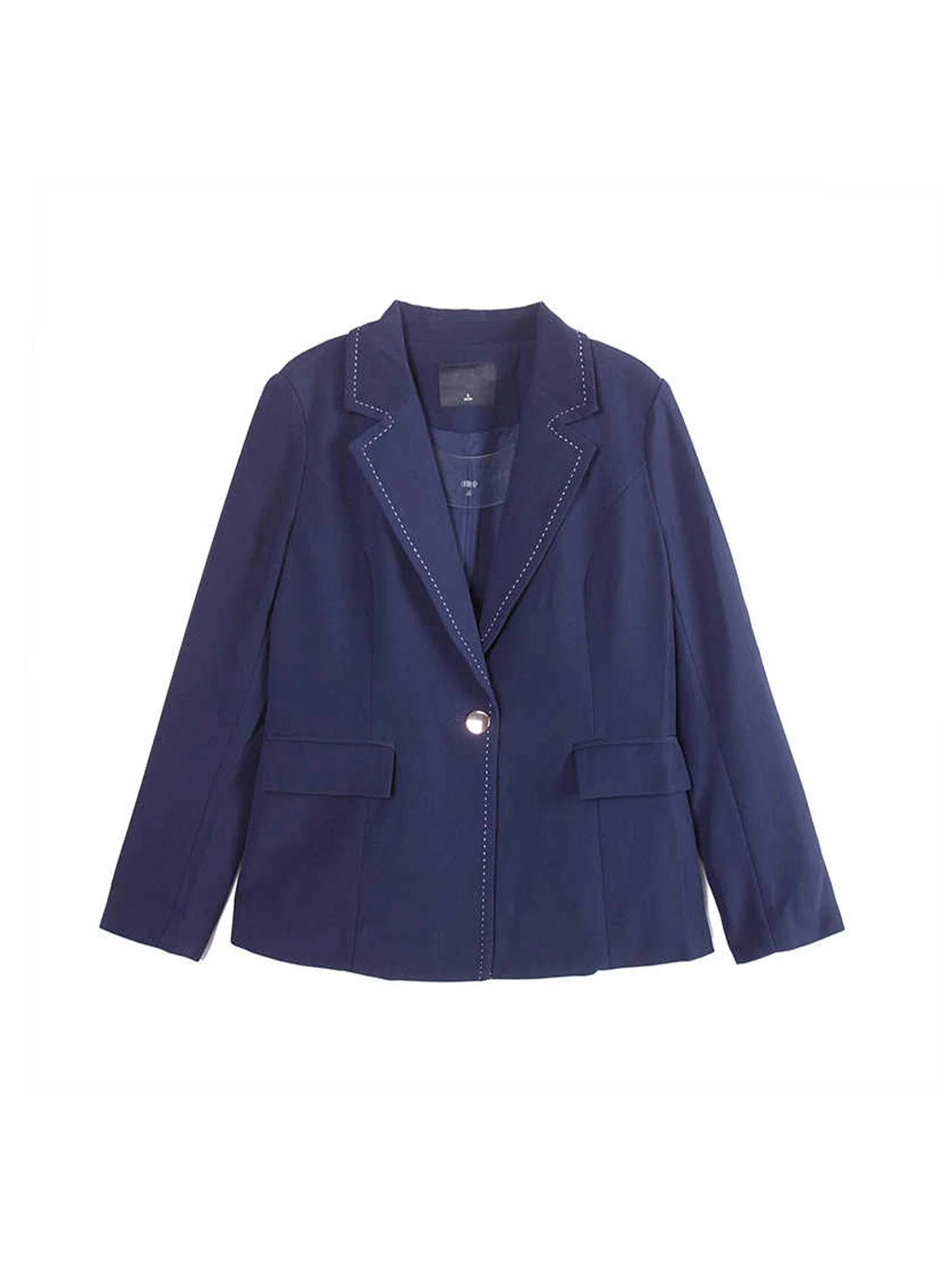 Women's Dark Blue Blazer Jacket OL Style Suit Coat Y2k Harajuku 2000s Vintage Long Sleeve Single Breasted Outerwear Autum 2025