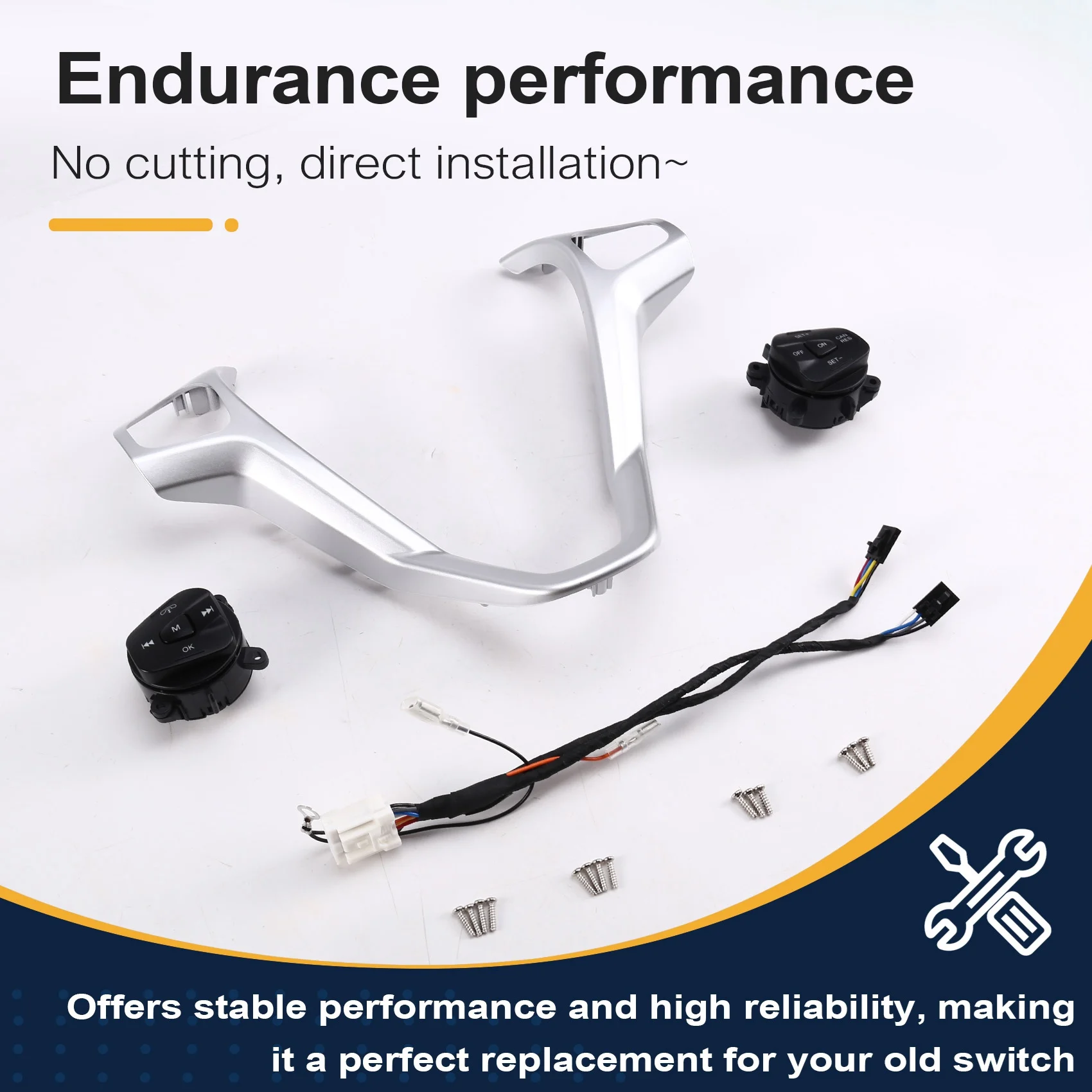 

A73X-Кнопка управления круиз-контролем на руле с многофункциональной панелью и рамкой для Ford Fiesta MK7 MK8 Escort Ecosport 13-15