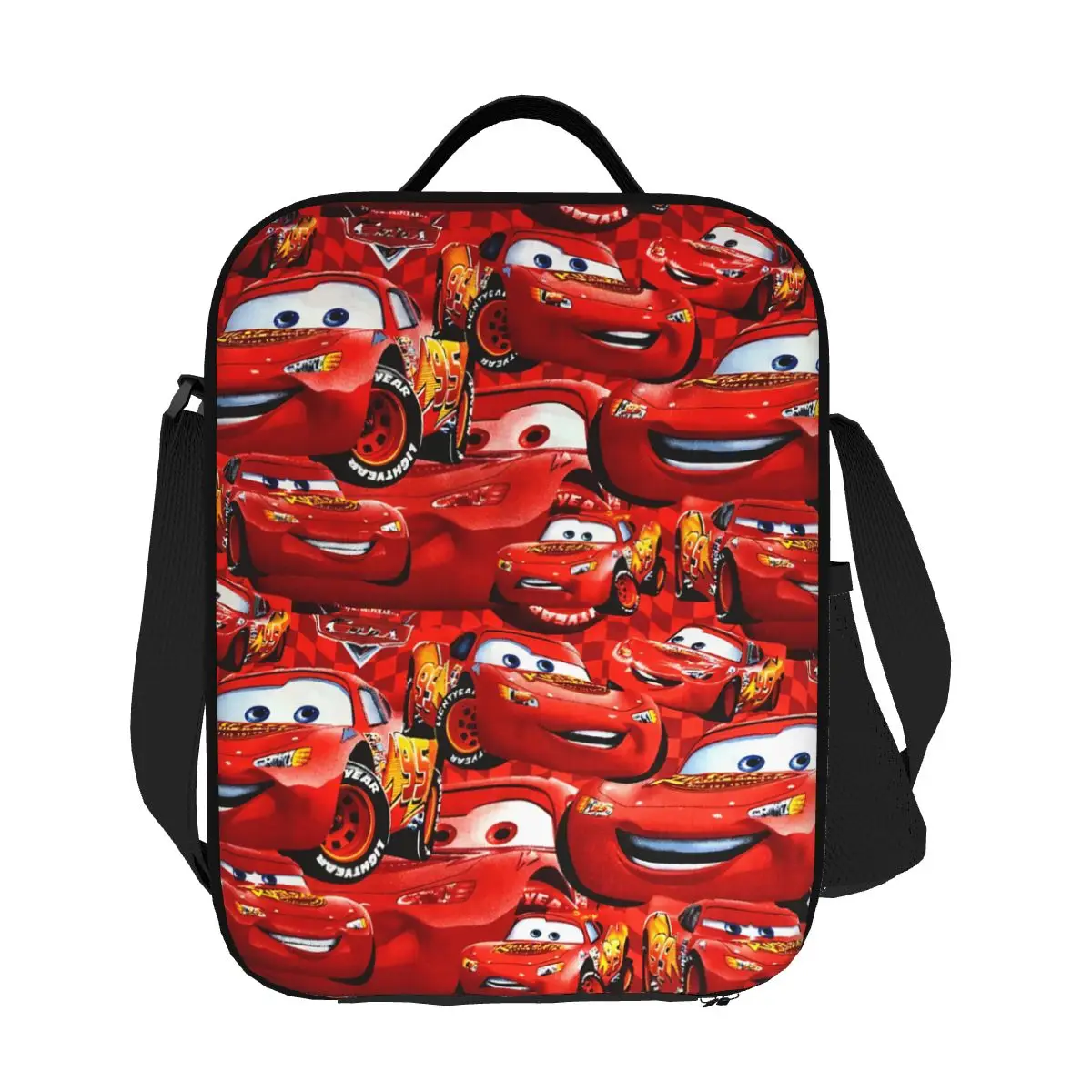 Custom Lightning McQueen Thermal Insulated Lunch Bag Women Cars Racer Lunch Container for School Multifunction Bento Food Box