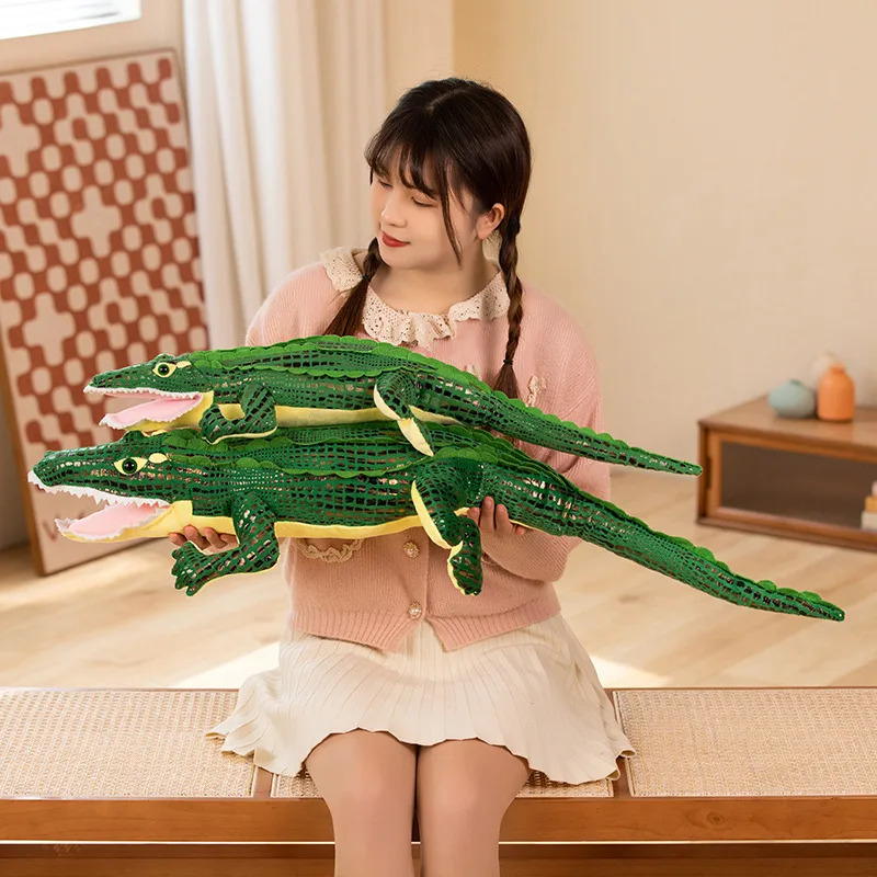 70/90 سنتيمتر جميل التمساح ألعاب من نسيج مخملي محشوة الحيوان واقعية التمساح بلوشي الدمى مخدة ناعمة صديقها هدايا عيد الميلاد #4