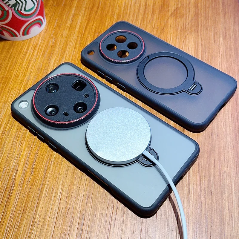 For OPPO Find X8 Ultra Case Hard Transparent Matte Shockproof Ring Stand Protective Back Cover Case For Find X8S+ X8 Pro Shell