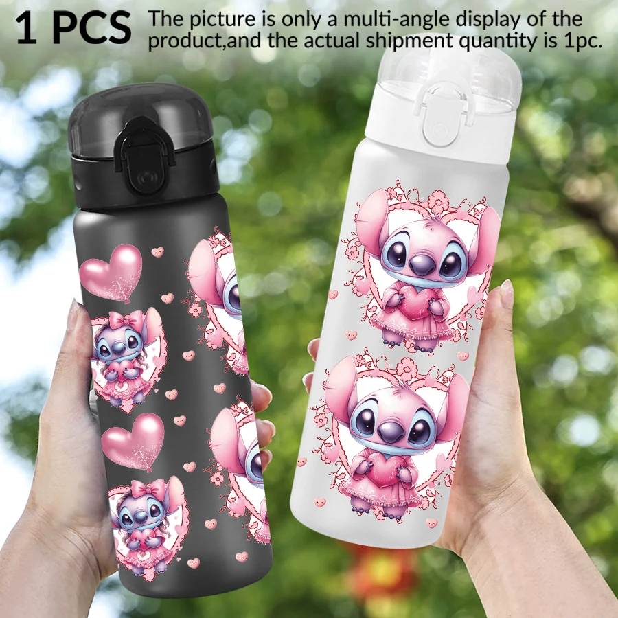 1Pc Disney, Stitch, Love, 26oz Plastic Water Bottle Sports Water Cup with Lift Rope Birthday/Back To School Gift