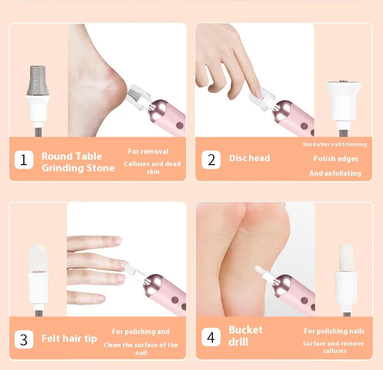 สว่านเล็บไร้สาย 8-in-1 Pro - ชุดแต่งเล็บไฟฟ้าเงียบ ชาร์จใหม่ได้สําหรับใช้ในบ้าน/ร้านเสริมสวย