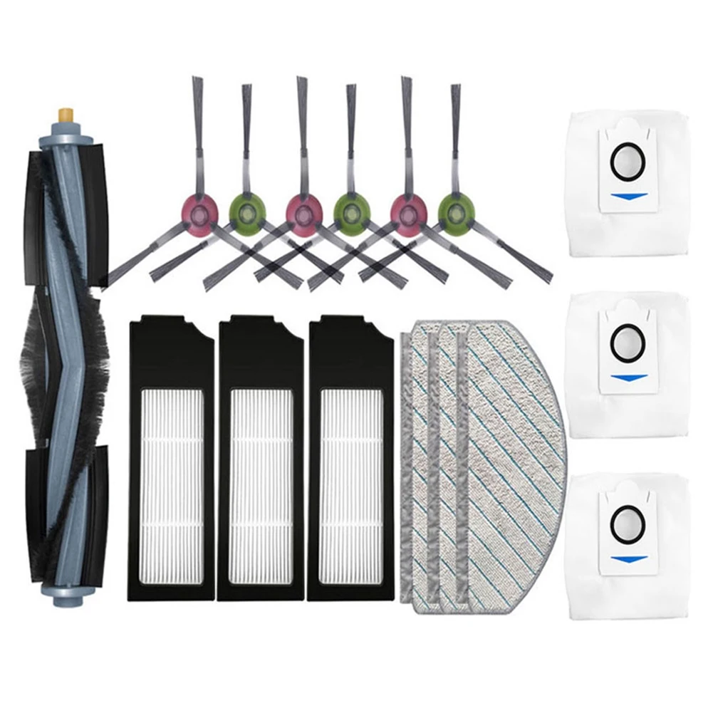 قطع غيار مكنسة كهربائية روبوت ، بديل لـ Ecovacs X1 Plus ، فرشاة جانبية رئيسية ، فلتر Hepa ، ممسحة ، كيس غبار