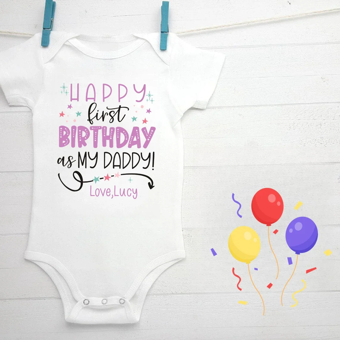 Personalized Name Happy First Birthday As My Daddy Newborn Baby Bodysuit Cotton Infant Clothes Ropa Daddy Birthday Present