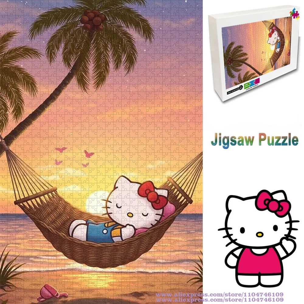 

Sanrio Hello Kitty головоломки мультфильм аниме пазлы 108/200/300/500/1000/1500 шт. интеллектуальные пазлы подарок на день рождения