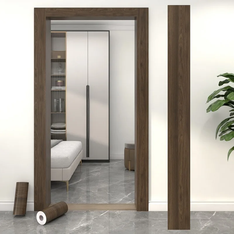 

Wood Grain Door Frame Border Sticker Repair Patch Self-adhesive Wall Sticker Home Decorative Waist Line Skirting Line Baseboard
