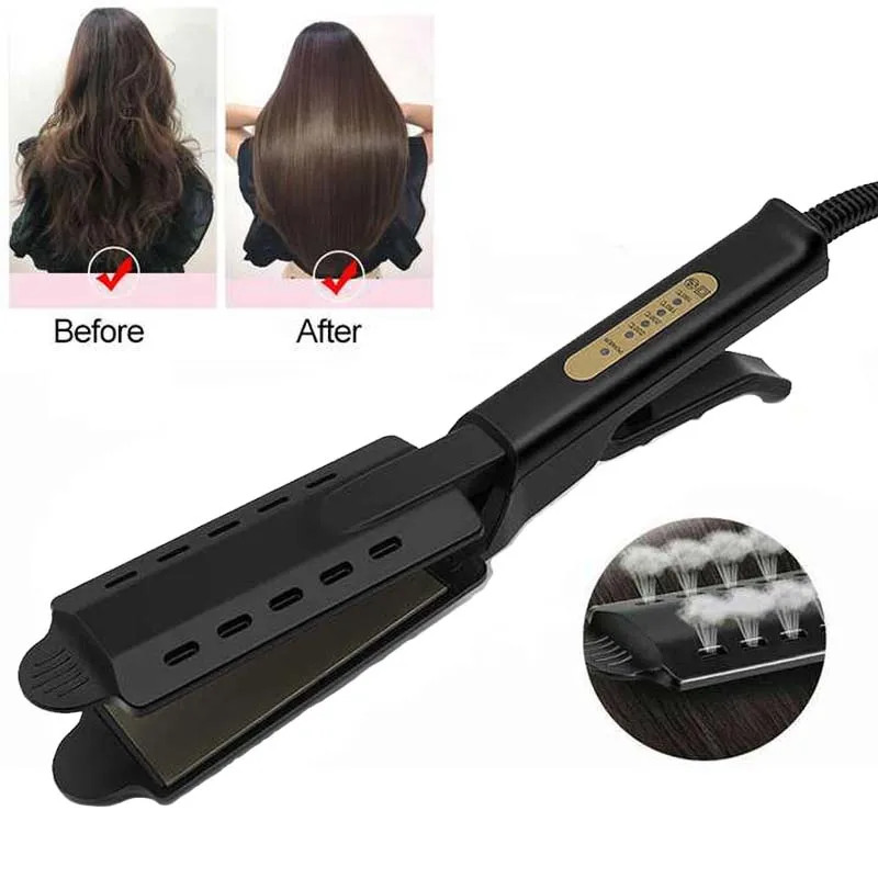 

Four-Gear Adjustable Temperature Ceramic Steam Hair Curler Straightener Brush Home Flat Iron Straightener Hot Comb Hair Tools