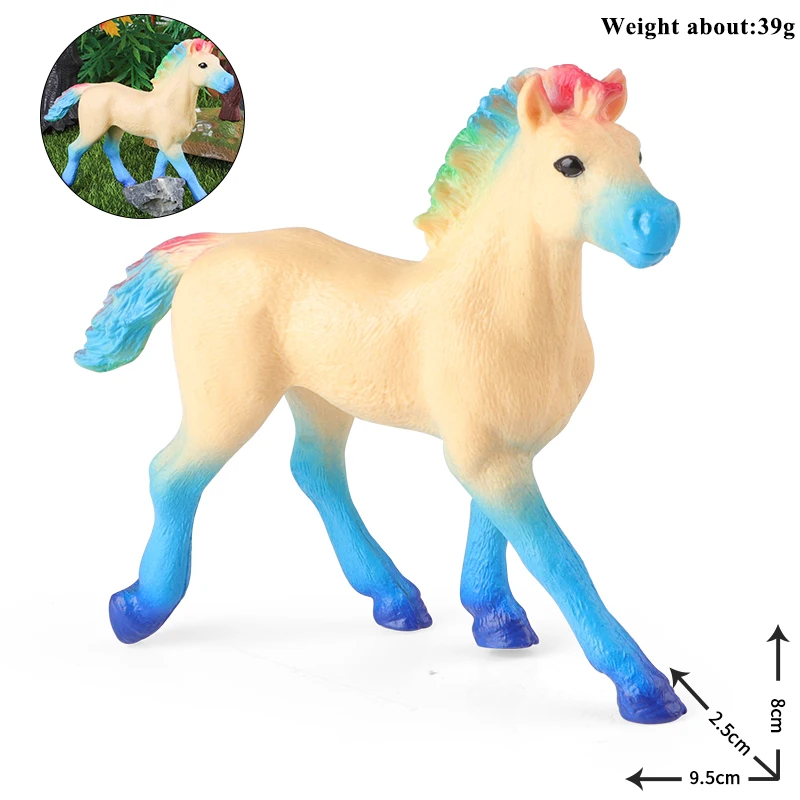 Oenux New Mythical Elf Pegasus Fairy Tale Fly Horse Kids Toy Action Figures Animal Model Cute Girl Birthday Gift Cake Toppers