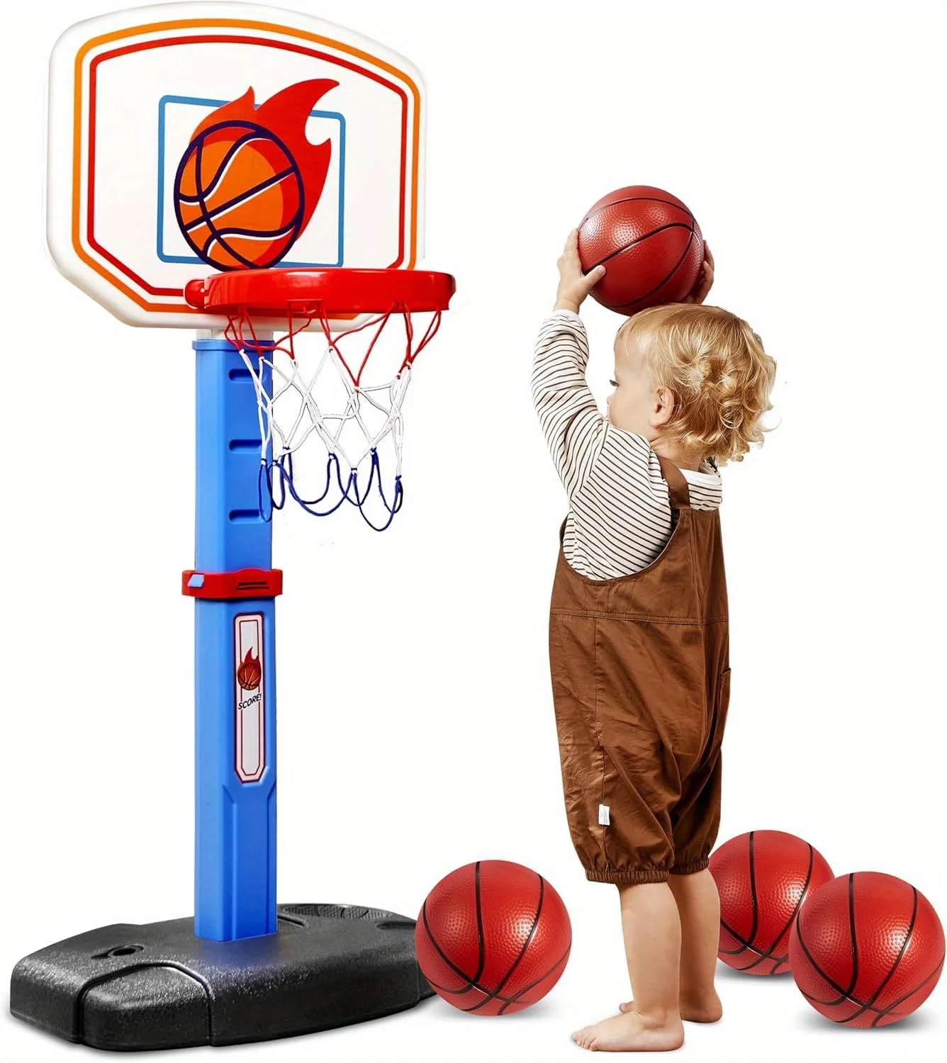 JOYFY Kleinkinder Basketball-Arcade-Spielset Verstellbares Basketballkorb-Set mit 4 Bällen für Kinder Weihnachts- und Geburtstagsgeschenk – Detail 1