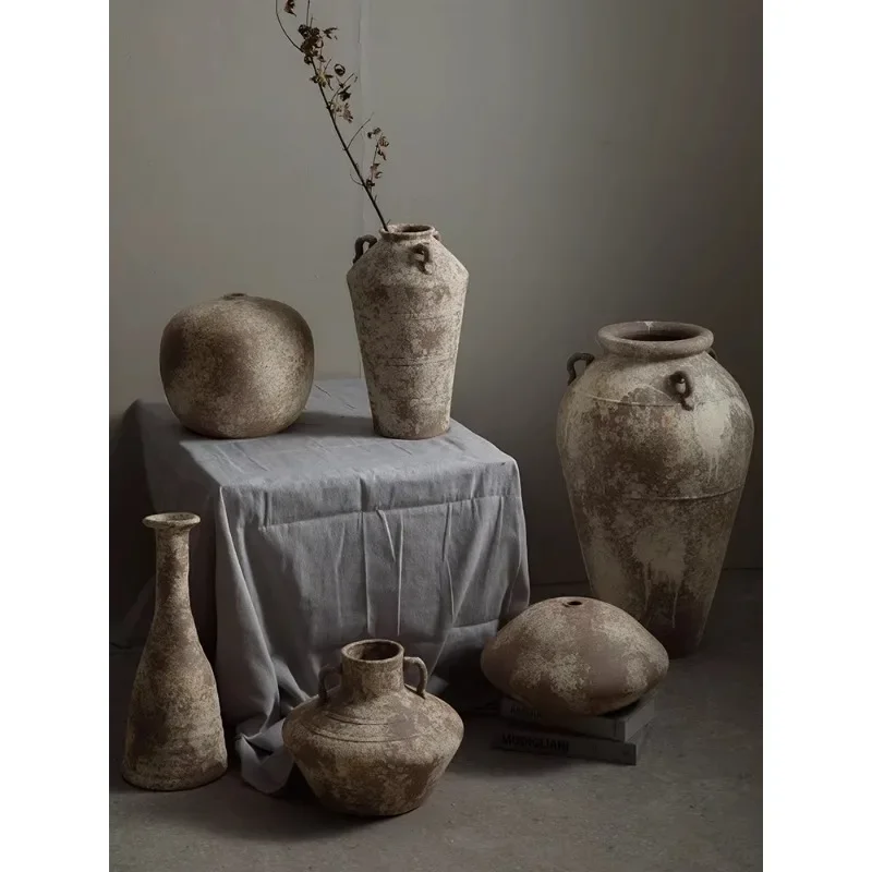 Jingdezhen vintage ceramic vase, wabi-sabi style, handmade stoneware pots, pottery pots, large flower pots,