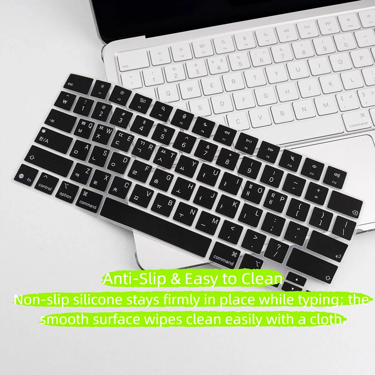 Black Silicone Keyboard Cover, with Russian & Korean Print, for MacBook Neo 13 inch (A18) Pro 2026 A3404 (512GB, With Touch ID)