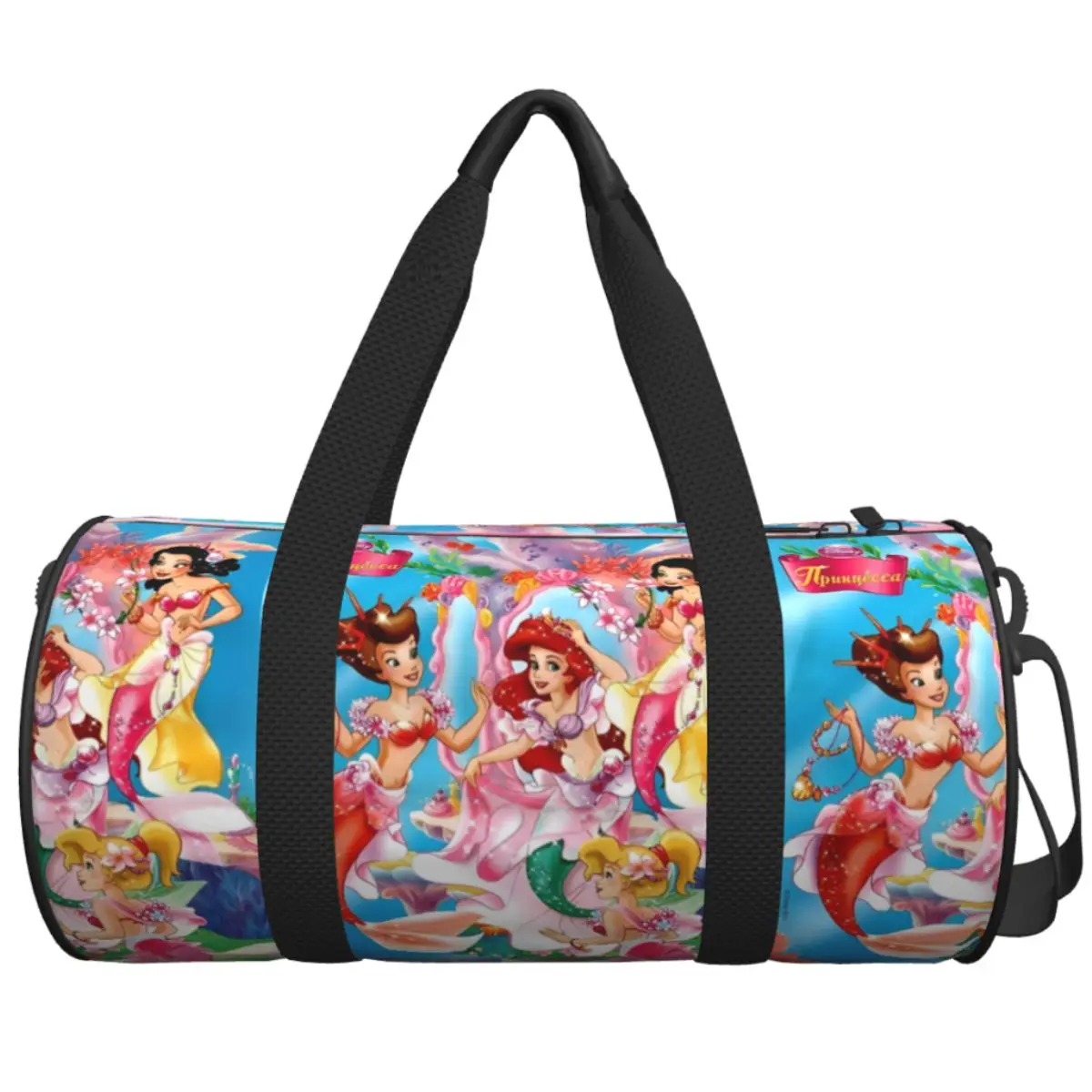 

Дорожная сумка с героями мультфильмов «Русалочка Ариэль», повседневные спортивные сумки, большая милая спортивная сумка, мужская сумка-оксфорд для фитнеса на заказ