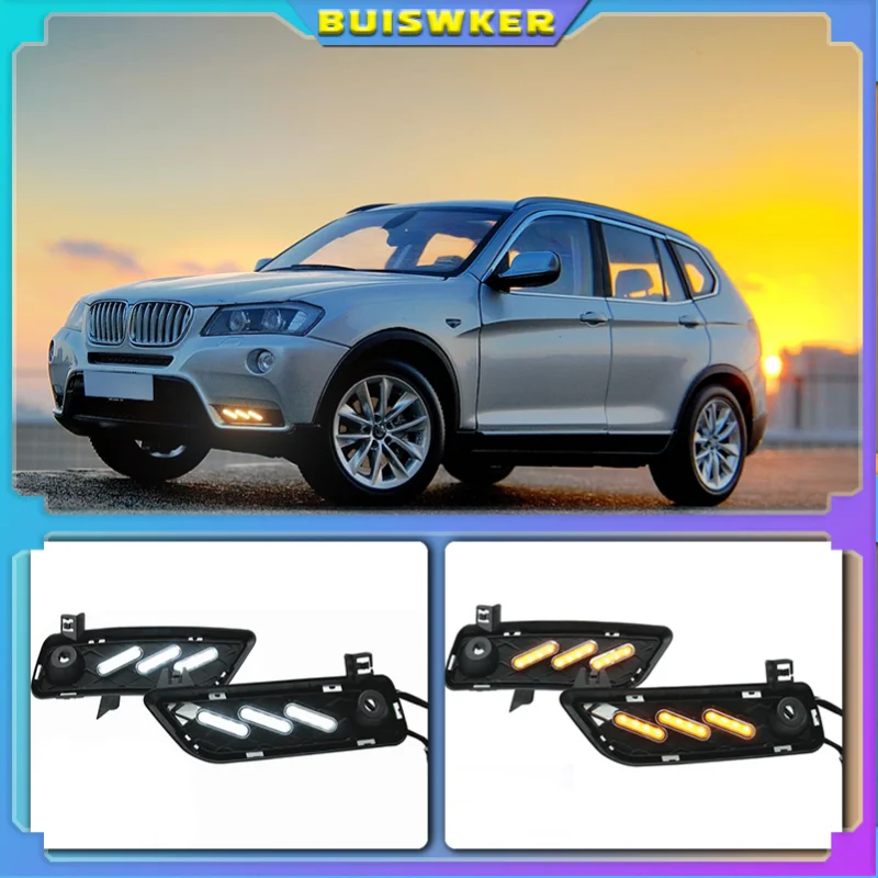 LED DRL 3 Colors Fits For BMW X3 F25 2009 - 2013 Car Styling Daytime Running Lamp Car Daytime Running Lights Flowing