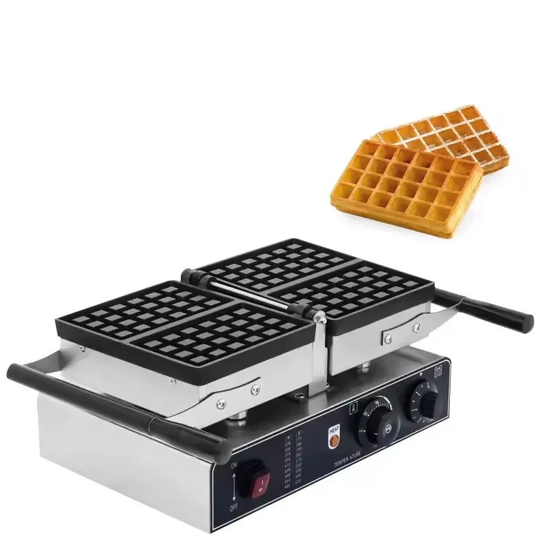 Slice Waffle Maker Machine Commercial Bread Baker with Non-stick Plate Timer and Temperature Control