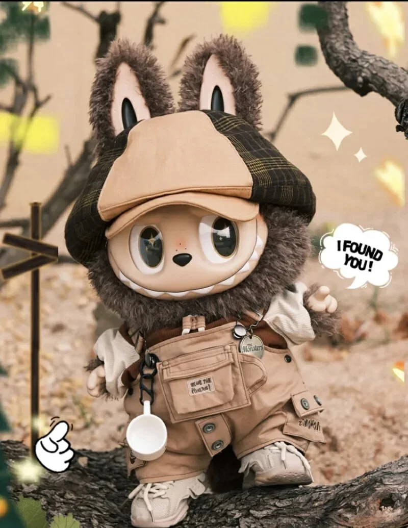 Labubu In Stock 38cm Labubu Clothes Mokoko Canvas 58cm Zimomo Clothes Overalls Labubu Baby Clothes 17cm Trendy Hoodie Camera Toy