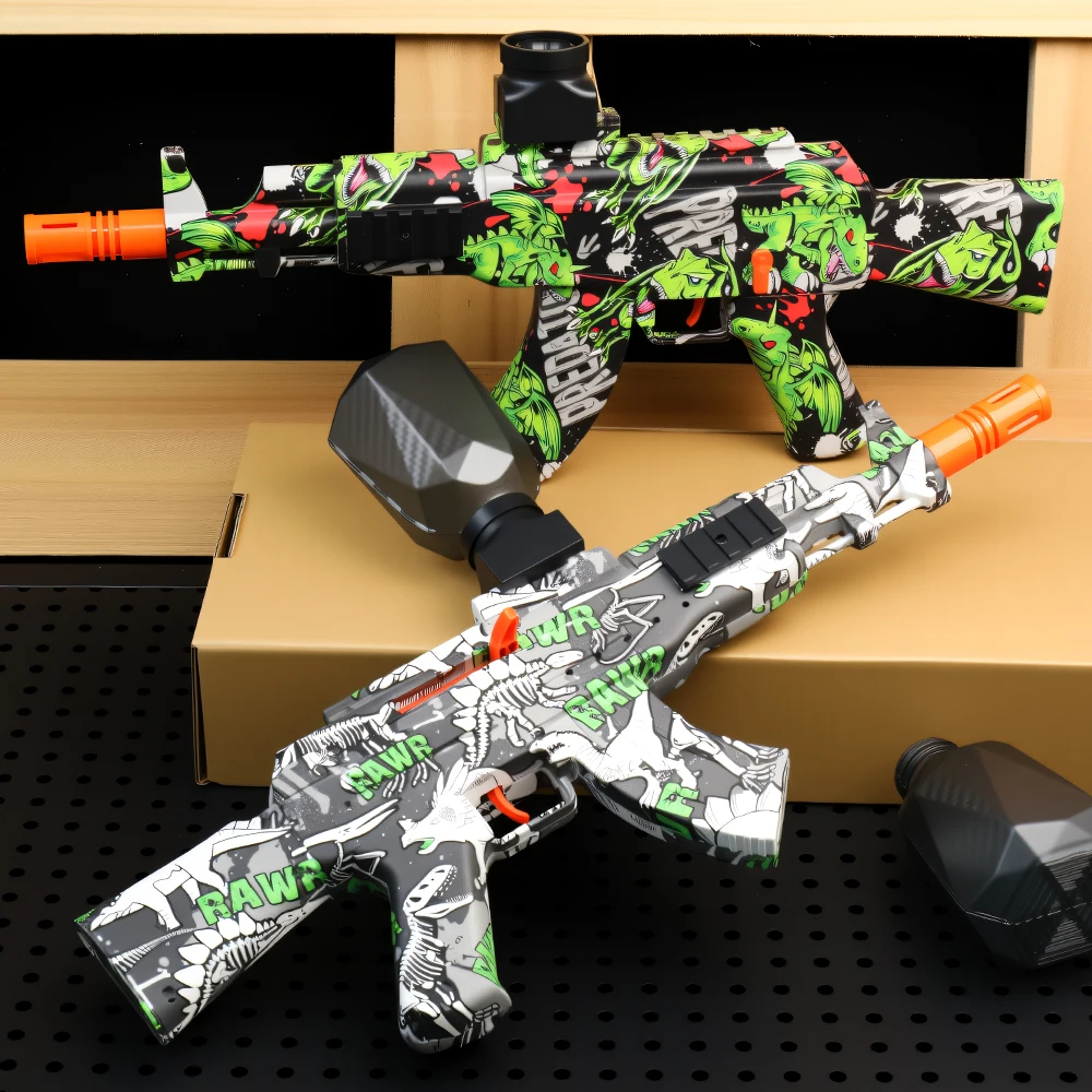 Blaster eléctrico recargable AK47 M416 - Acabado metálico - Pistola de juguete automática para exteriores para batallas de equipo - Ideal para vacaciones