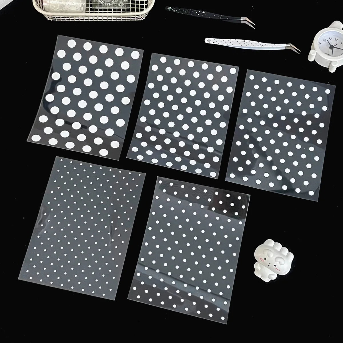 Journal Transfer Stickers Transparent Polka Dot Cute Cartoon Decals DIY Card Making Scrapbook Decoration Kawaii WAKAWAKA