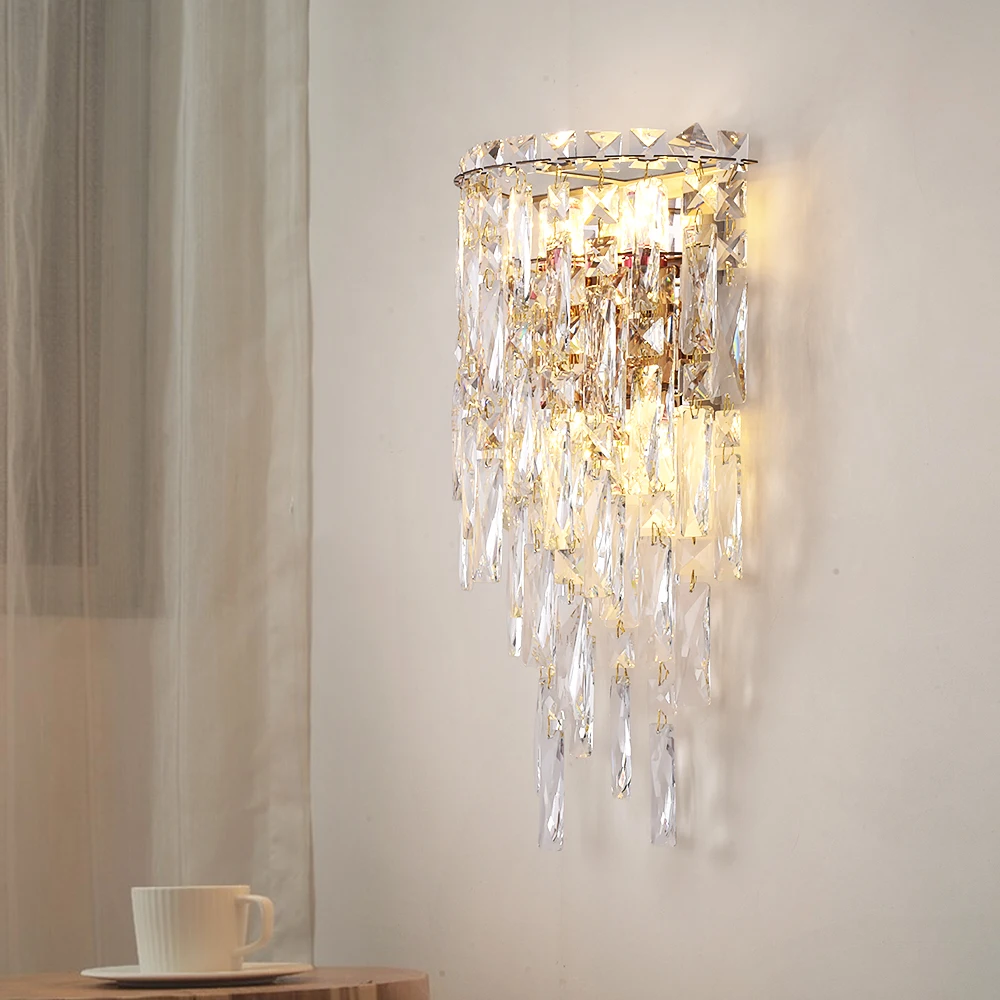 

Luxury Sconce Wall Lights LED Crystal Wall Lamp Modern Indoor Lighting Bedside Aisle Living Room Corridor Indoor Decor Fixture