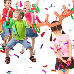 1 Set Christmas Inflatable Reindeer Antlers Throwing Ferrule Christmas Games Gift for Kids New Year Christmas Home Party Outdoor