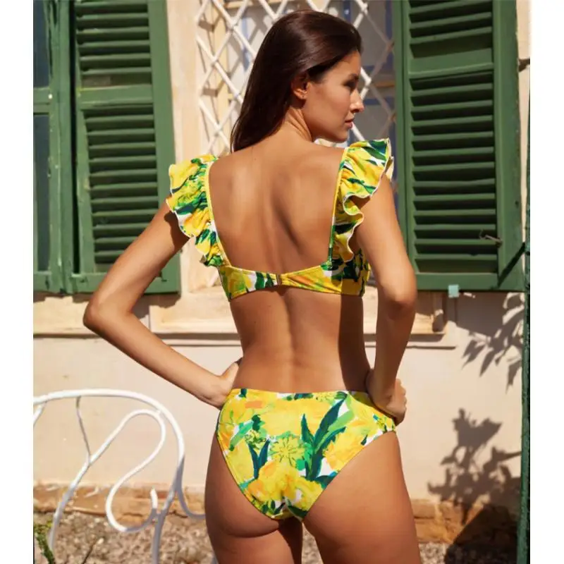 2026 Flaxmaker Women Bikini Sets And Skirt Ladies Multiple Ways to Style Ruffle Swimwear Printed Swimsuit Biquini conjunto de