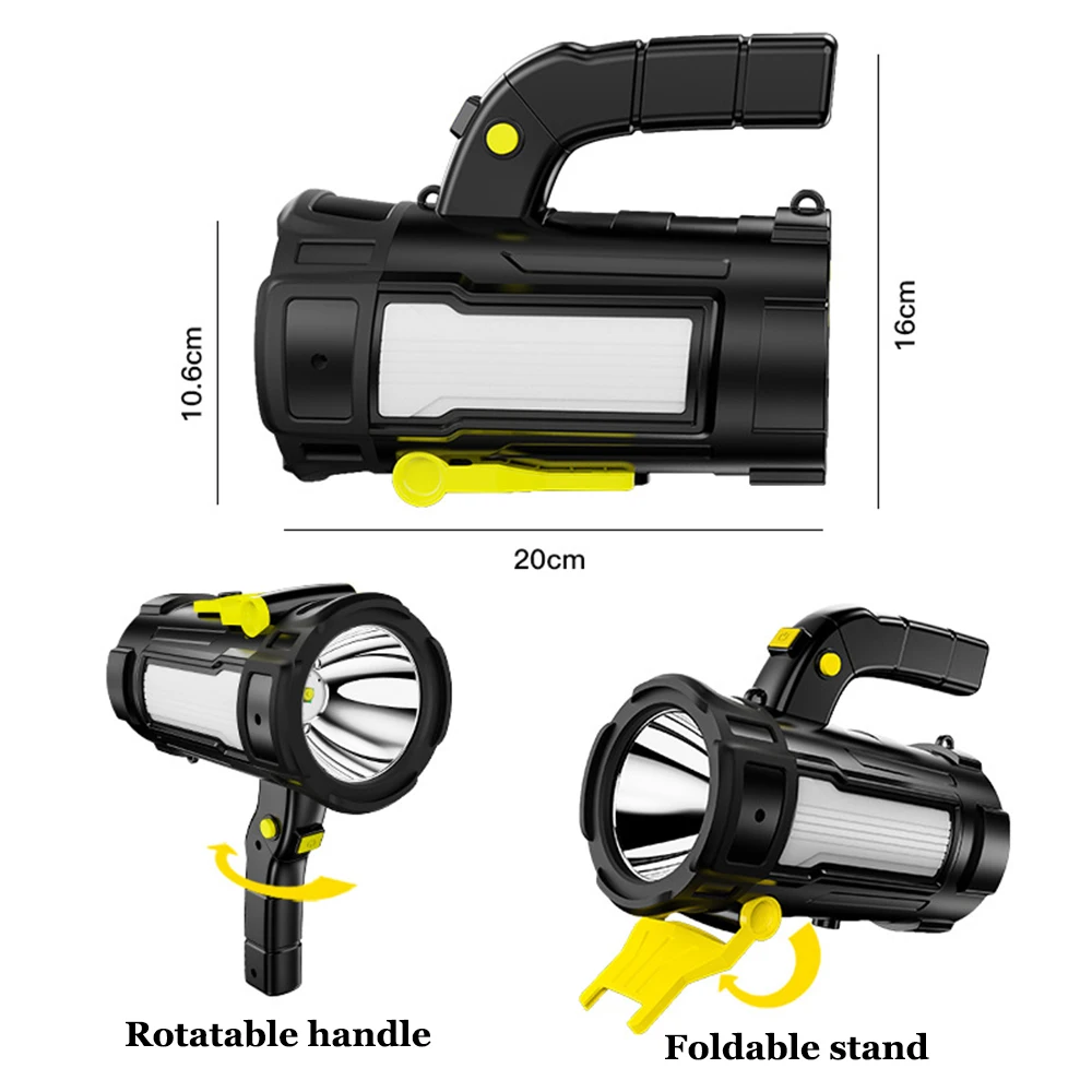 6000mAh High Power Searchlight USB Rechargeable Spotlight Flashlight Power Bank Lamp Powerful Torch Waterproof Camping Lantern