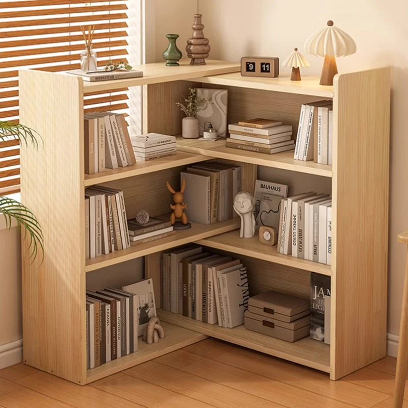 

Elegant Vertical Bookcase Wooden Storage Nordic Hotel Corner Bookcase Organizer Modular Unique Estante Para Libros Furniture