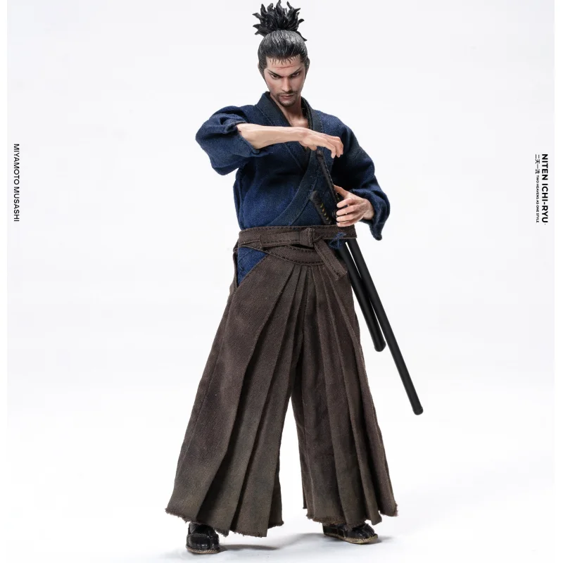 Figura de acción articulada de Niten Ichi Ryu Miyamoto Musashi, escala 1:12, samurái vagabundo con traje de tela, coleccionable, para regalo de adultos.