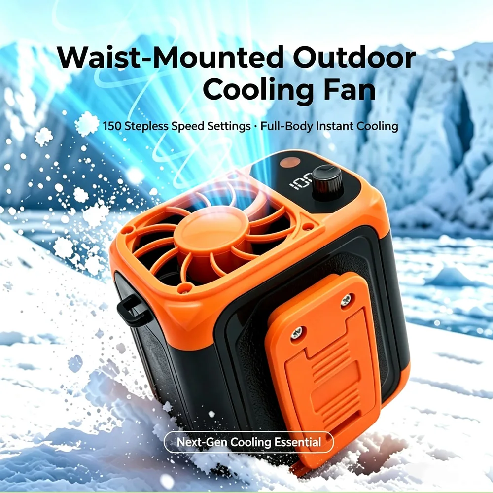 Waist-Mounted Outdoor Cooling Fan，Portable fan, long-lasting fan, clips onto pants or clothing, great gift idea, fan for workers