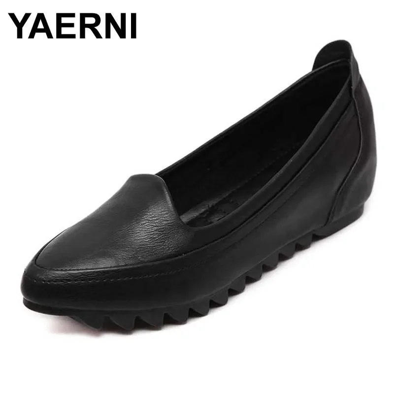 

YAERNI Size 33-41 Newly Spring Autumn Woman Microfiber Leather Shoes Fashion Lady Leather Shoes Soft Woman Flats