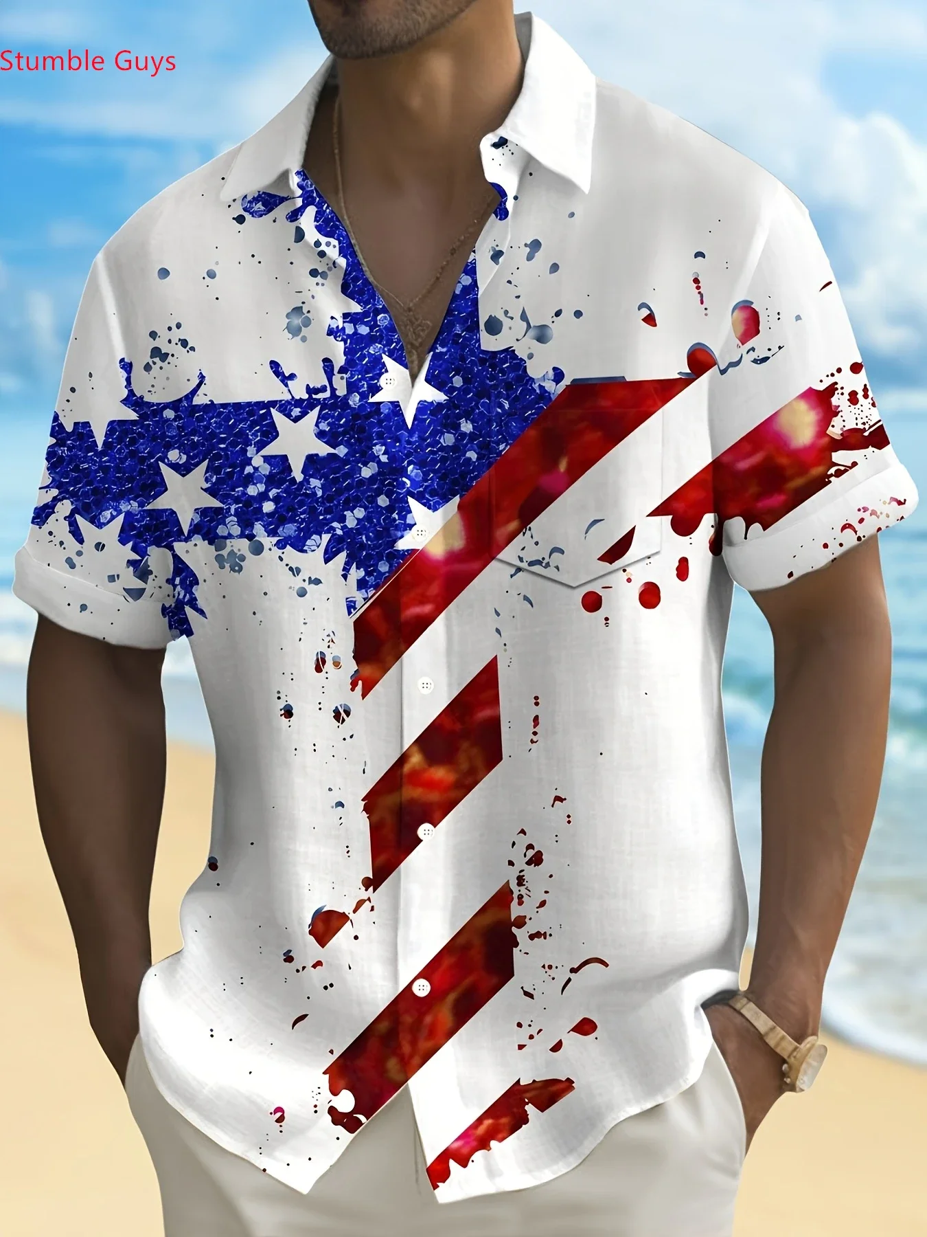 

Men's Summer High Street Hawaiian Shirt Man Short Sleeve Bold Party Graphic Print Relaxed Fit Stylish Vacation Outfit Tops