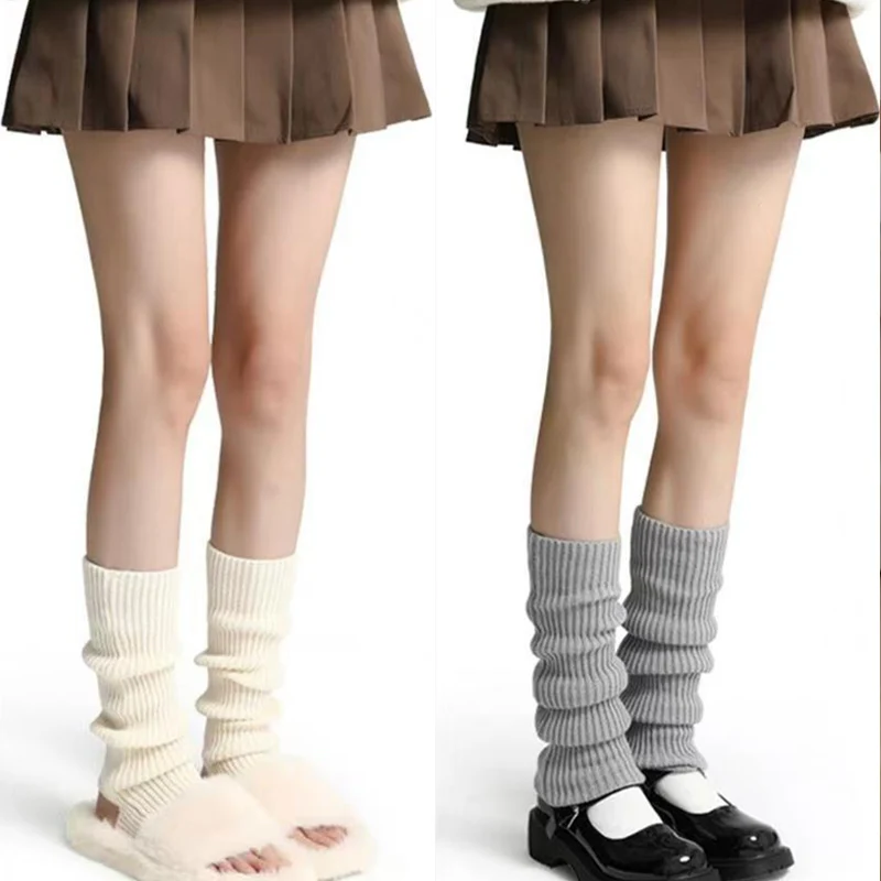 

White Black Gray Minimalist Mid Calf Piled Sock Covers Y2k Japanese Stretchy Stirrup Sock Sleeves for Women Men Slouchy Covers