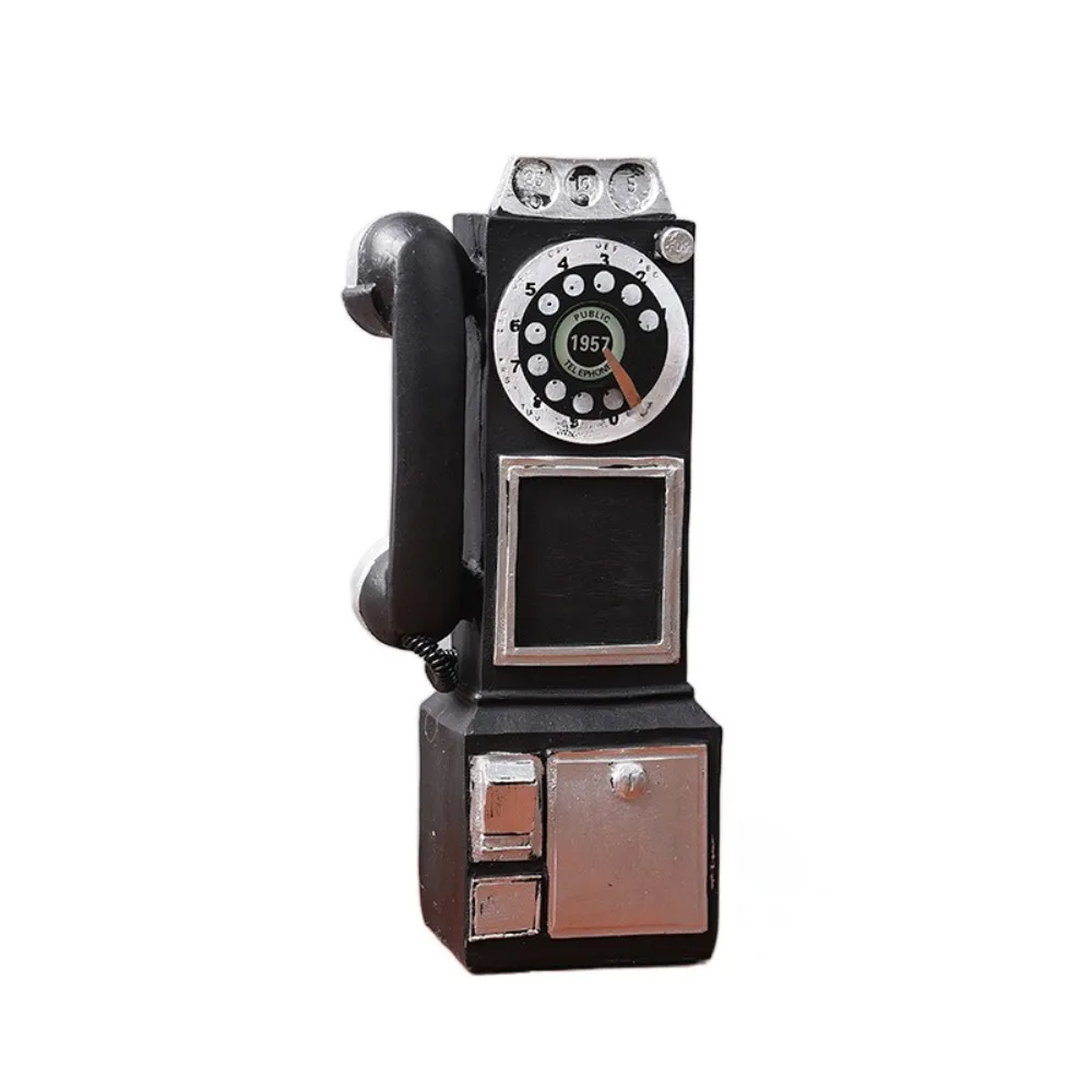 

Nostalgic Retro Resin Ornaments Creative Classical Simple Sewing Machine Statue Durable Exquisite Dialing Telephone Figurine