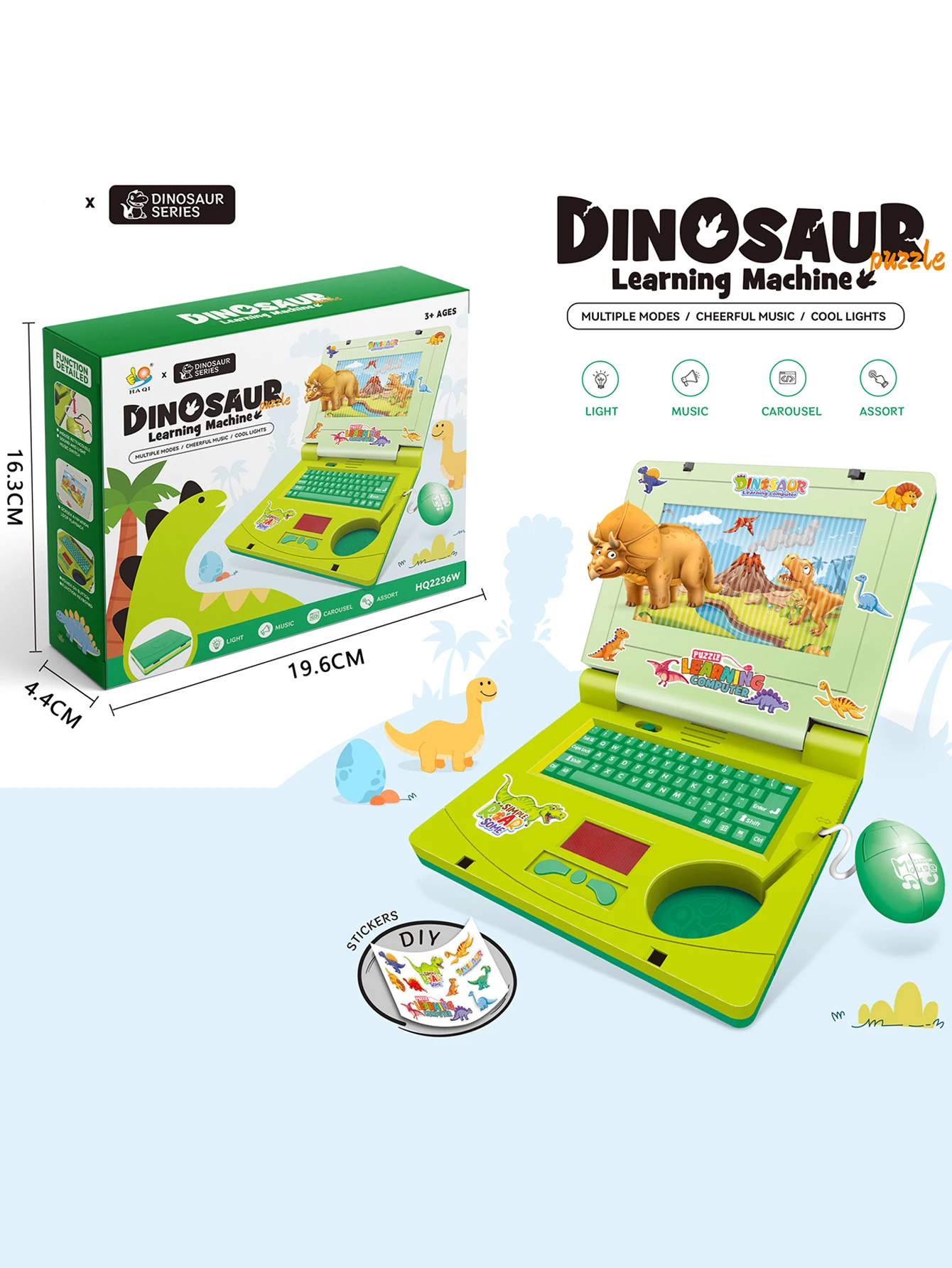 1PC Laptop de aprendizagem para crianças Educational LED Music Electronic Cognitive Development Simulation Computer Toy