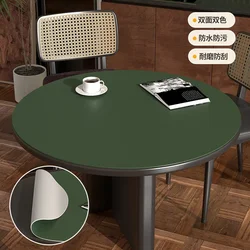Solid color leather Round tablecloth Waterproof oilproof heat-resistant table mat Odorless party wedding table deco cover pad