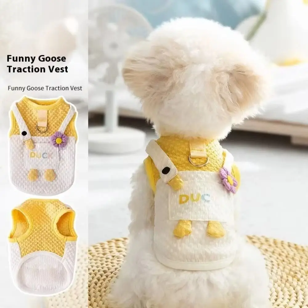 Gato roupas de resfriamento engraçado ganso design pet tração colete dos desenhos animados criativo pequeno cão roupas macio respirável casaco para animais de estimação primavera
