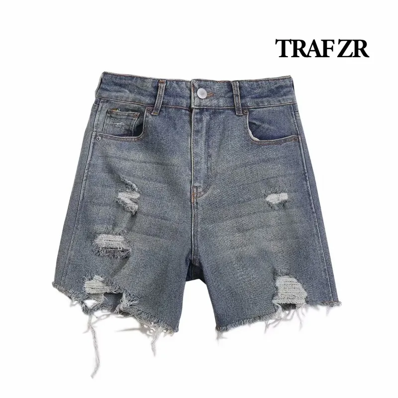 

TRAF ZR Low Rise Shorts Women Summer Distressed Y2k Shorts Women's Summer Pants Harajuku Hot Pants Denim Cotton Vintage Shorts