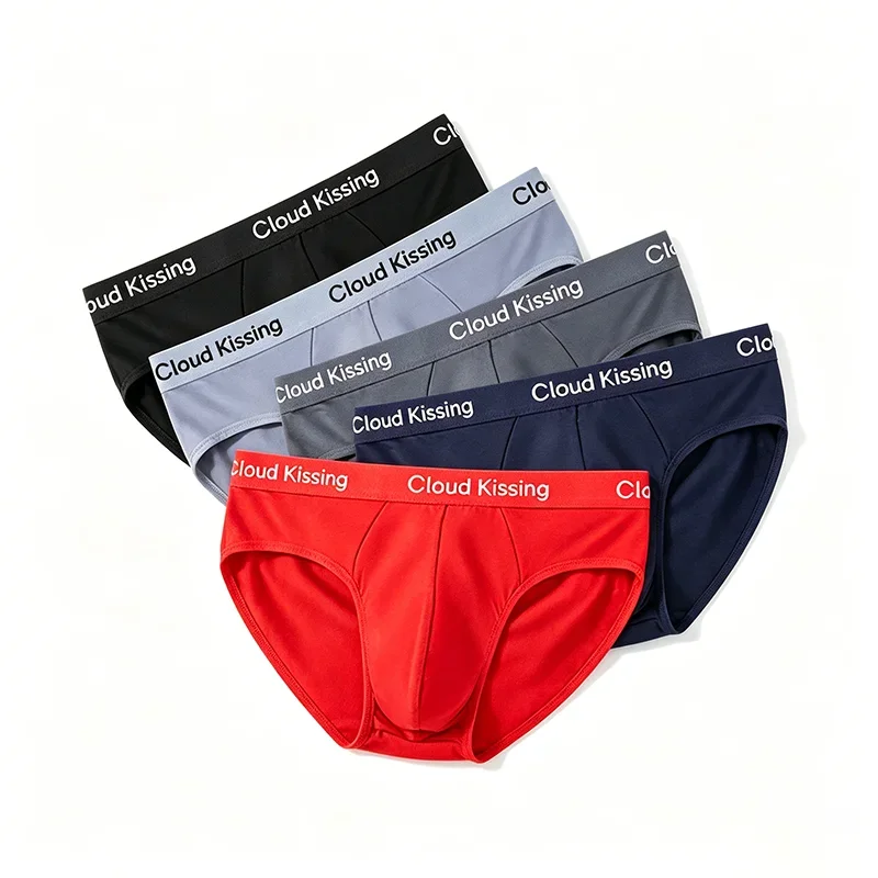 5Pcs Hot sale Mens Cloud Kissing Breathable Briefs Seamless Ice Silk Triangle Underwear Comfortable Stretchy Quick Dry Panties