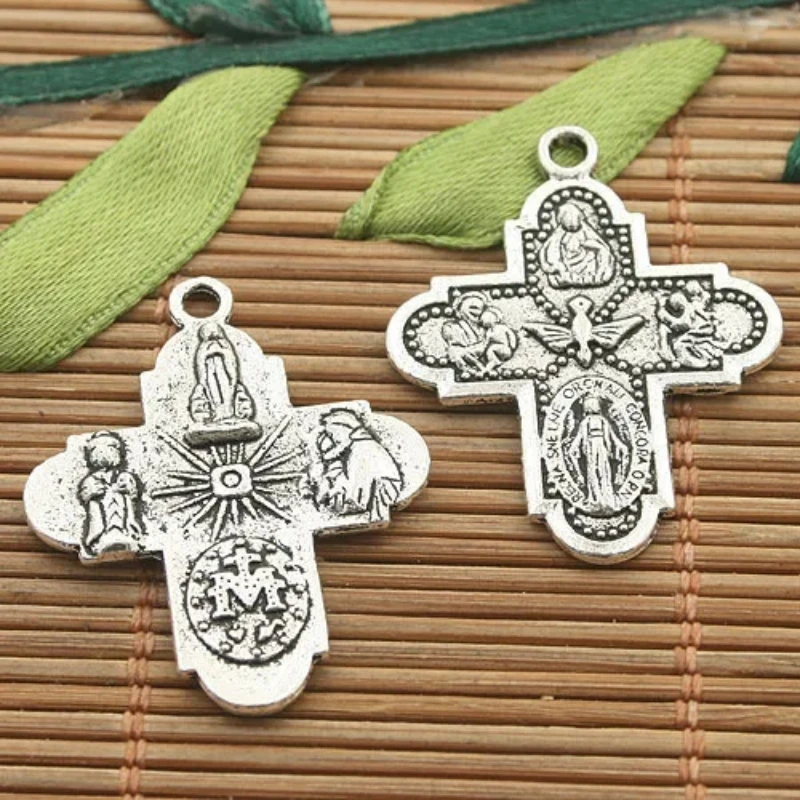 10pcs 30X24mm  Religious Cross Charms  Tibetan silver Jewelry Making Supplies Necklace Crafts  H3223