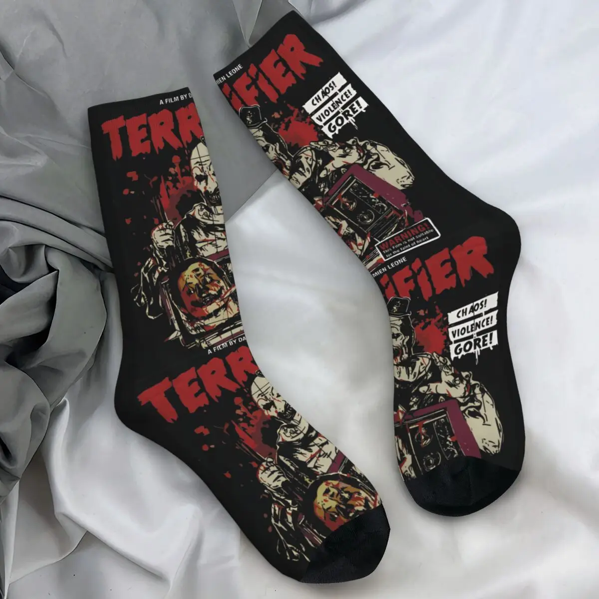 

Носки Terrifier из фильма ужасов, элегантные чулки для женщин и мужчин, теплые мягкие носки для бега, зимние дизайнерские нескользящие носки