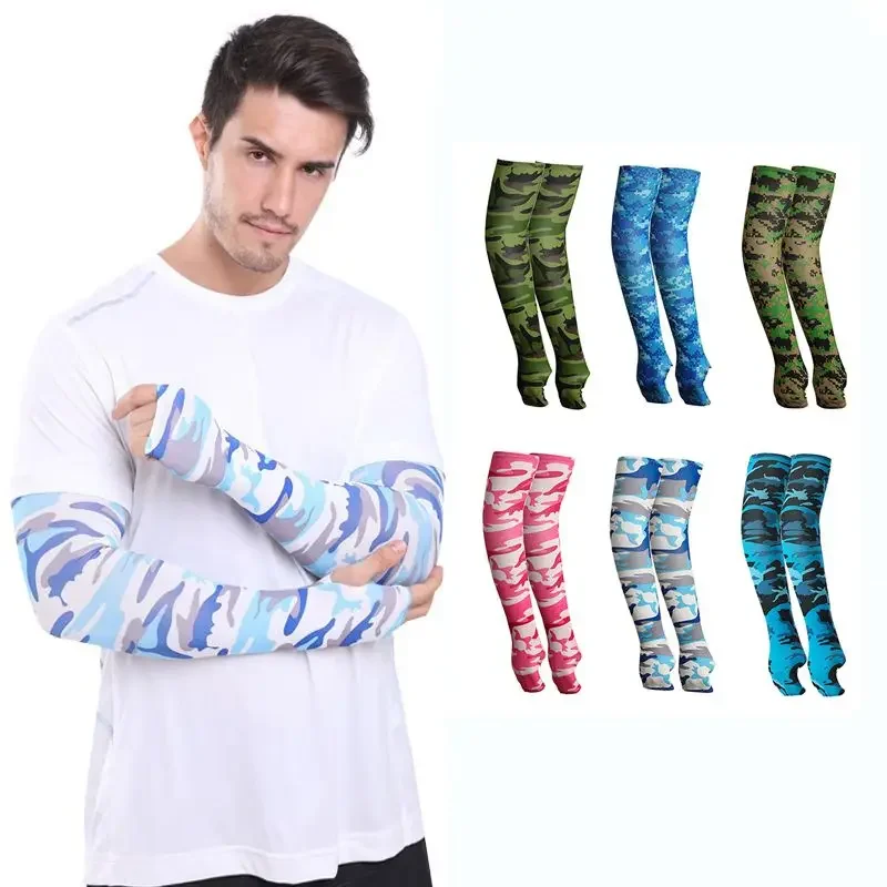 Cycling Arm Sleeves Ice Fabric Anti-UV Sunscreen Cuff Summer Breathable Fishing Arm Warmers Cover Cooling Driving Sleeve