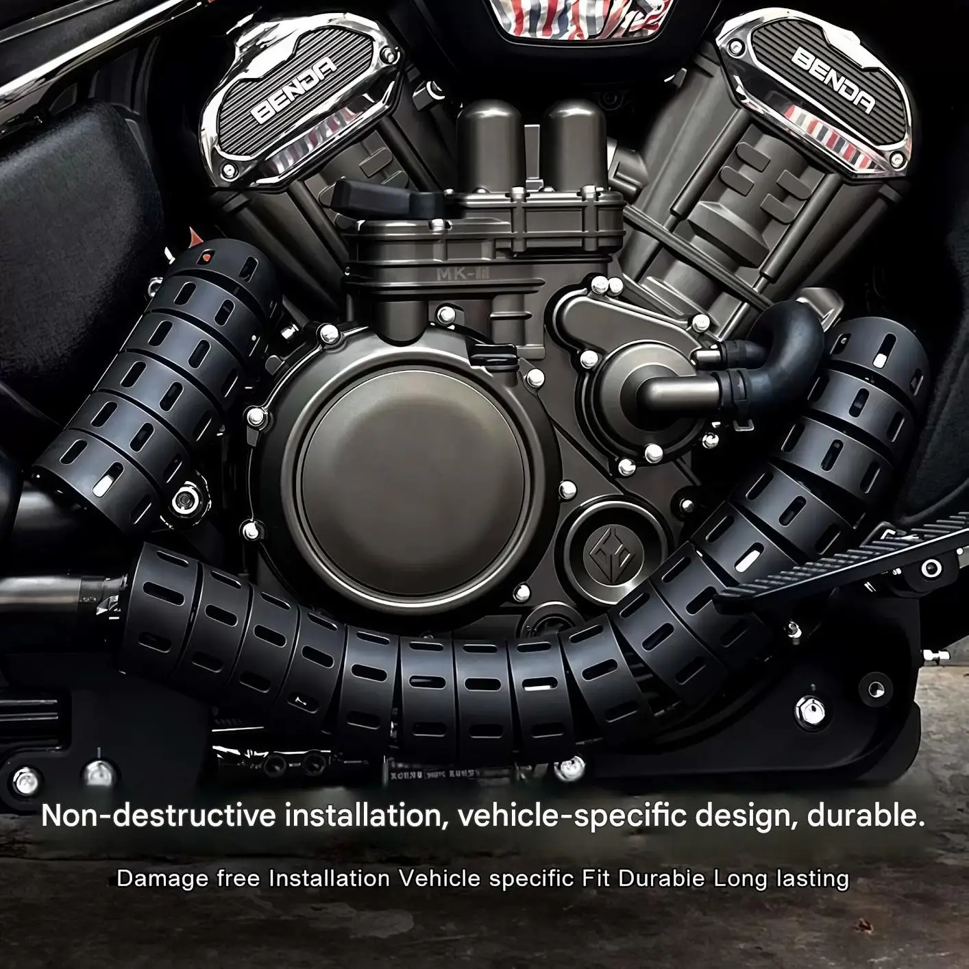 FOR Benda Dark Flag600 Segmented Fishbone Snake Bone Exhaust Heat Insulation Anti-Scald Cover for Specific Motorbike Models Sand