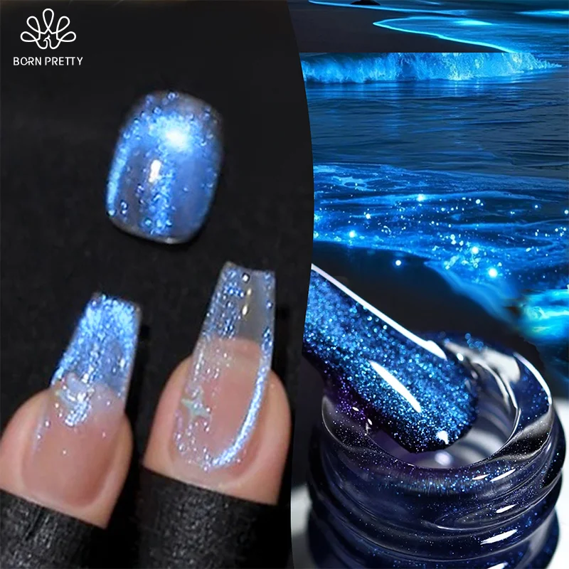 BORN PRETTY 10 ml Blue Tears Auroras Cat Magnetgel Ultra Shining Glitter Soak Off UV Gel Nail Art Lack Maniküre Zubehör