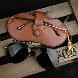 Portable Vintage PU Leather Glasses Bag Hanging Sunglasses Pouch Myopia Presbyopia Eyeglasses Protective Case Eyewear Boxes New