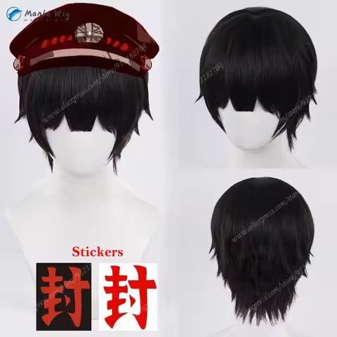 Yugi Amane Cosplay Wig Short Black Yugi Tsukasa Anime Cosplay Wigs Heat Resistant Synthetic Halloween Party + Wig Cap